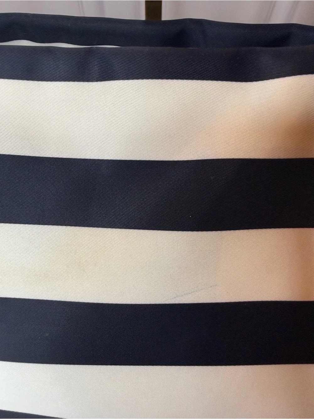Kate Spade New York Navy & White Striped Nylon Zip Tote Large Shoulder Bag